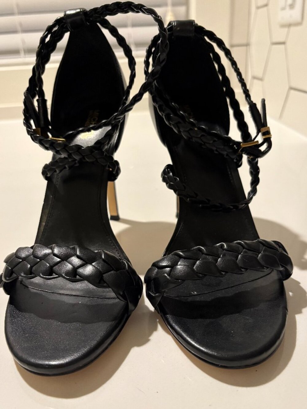Michael Kors 4.5 inch black braided sandal